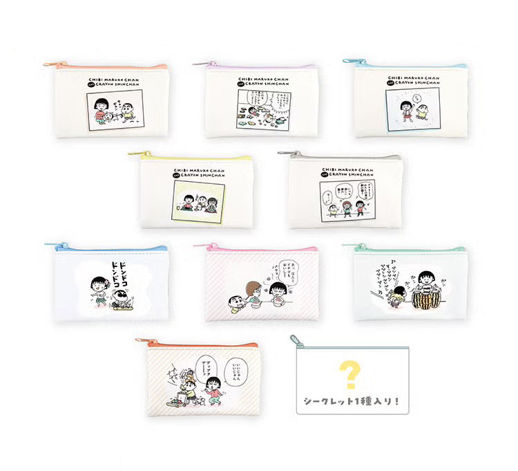 Chibi Maruko-Chan × Crayon Shin-Chan Secret Flat Mini Pouch Single Item