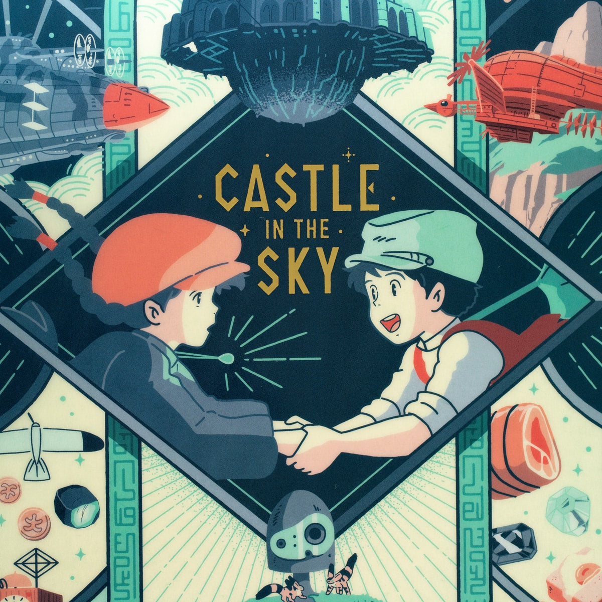 Castle in the Sky Clear File Retro Frame
