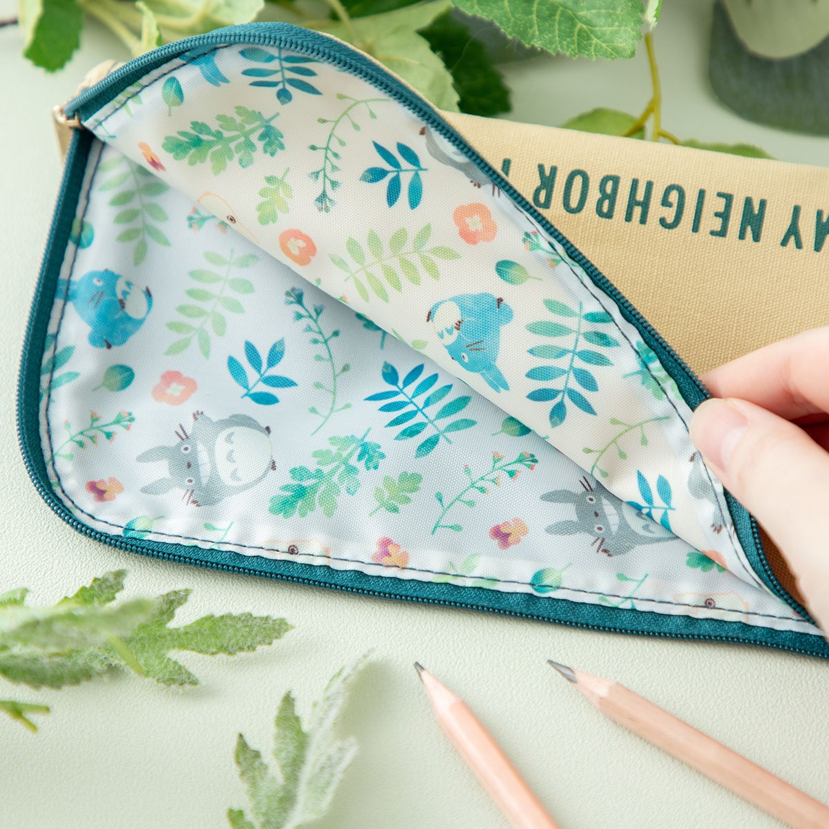 My Neighbor Totoro Pencil Case Colorful Leaf Pattern