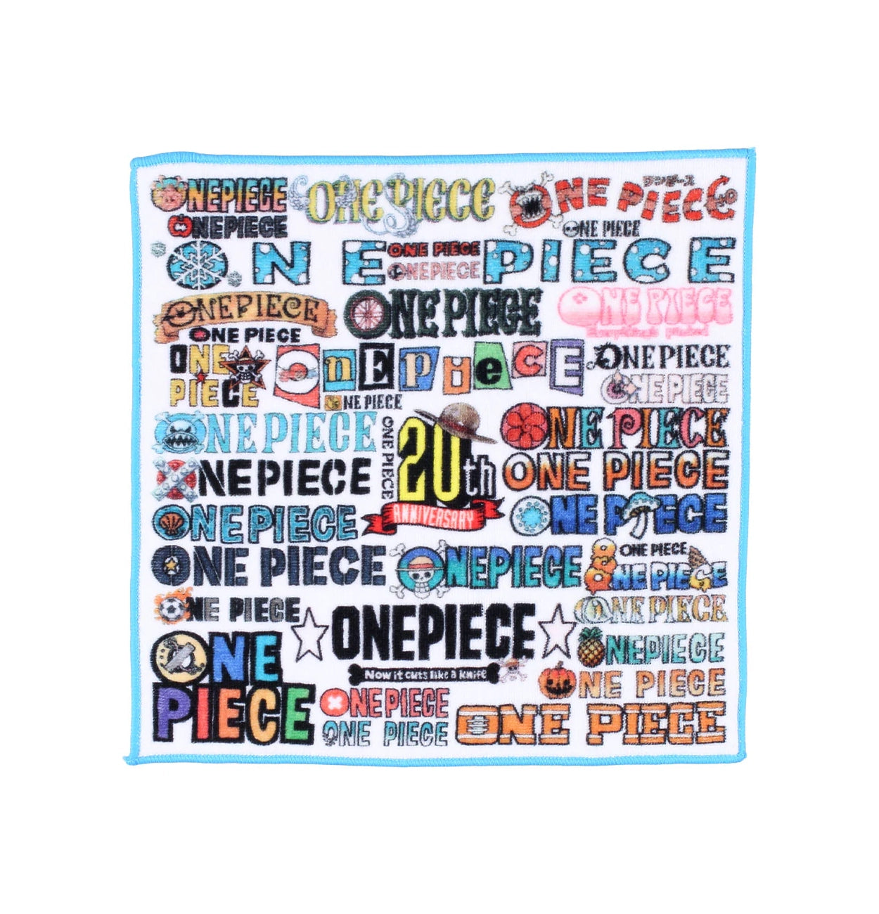 ONE PIECE 20th Anniversary Mini Towel Full of Logos