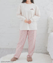 Chibi Maruko-Chan Loungewear (Top and Bottom Set) - Ivory & Pink