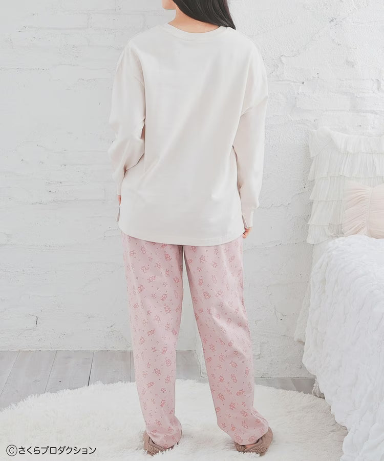 Chibi Maruko-Chan Loungewear (Top and Bottom Set) - Ivory & Pink