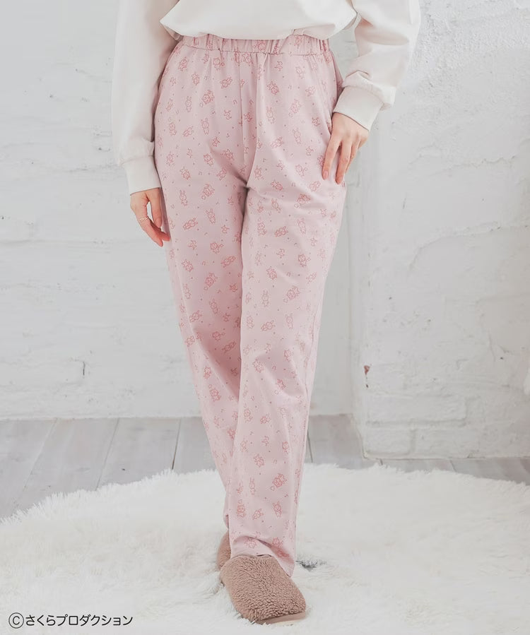 Chibi Maruko-Chan Loungewear (Top and Bottom Set) - Ivory & Pink