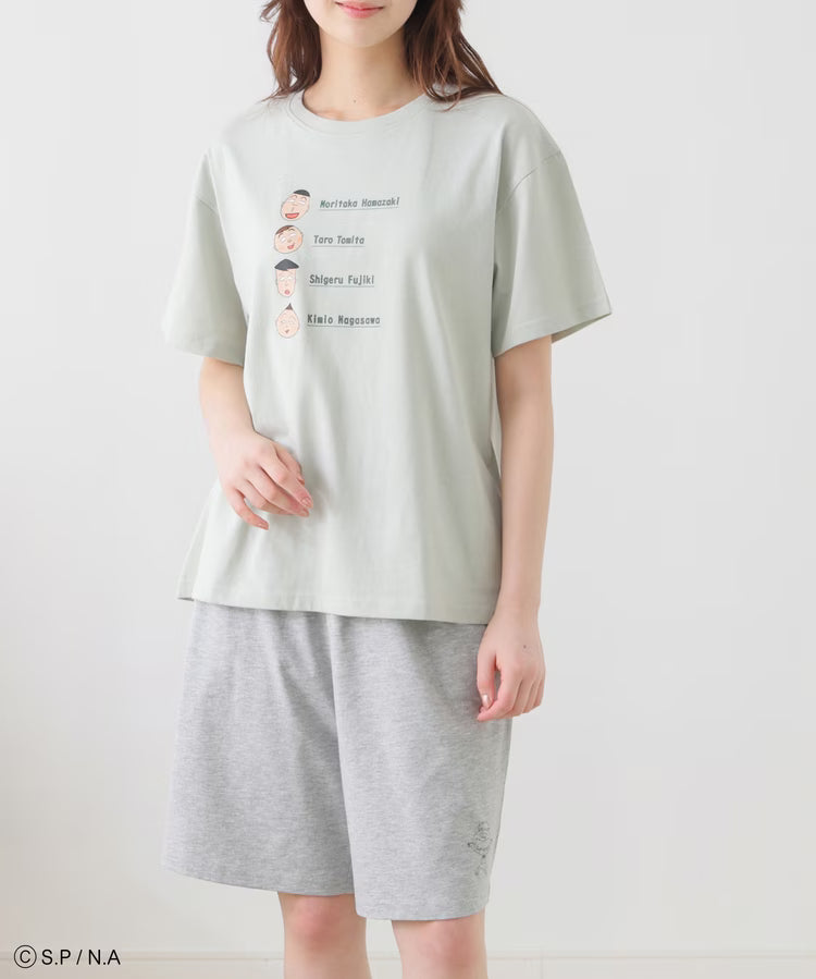 Chibi Maruko-Chan Loungewear (Top and Bottom Set) - Mint & Grey