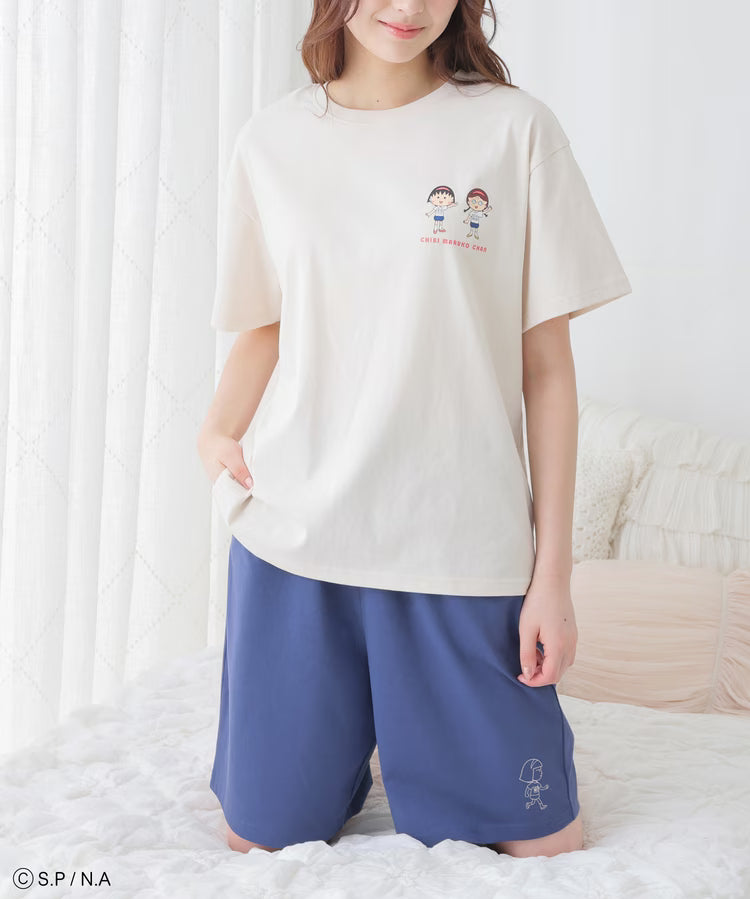 Chibi Maruko-Chan Loungewear (Top and Bottom Set) - Off-White Blue