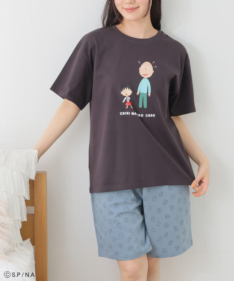 Chibi Maruko-Chan Loungewear (Top and Bottom Set) - Sumikuro & Blue
