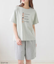 Chibi Maruko-Chan Loungewear (Top and Bottom Set) - Mint & Grey