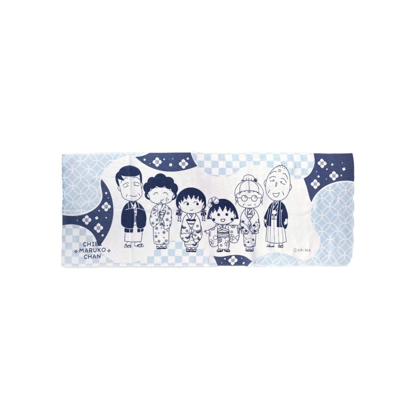 Chibi Maruko-chan Japanese Tenugui - Blue