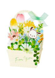 Sanrio Pochacco Flower Basket Greeting Card